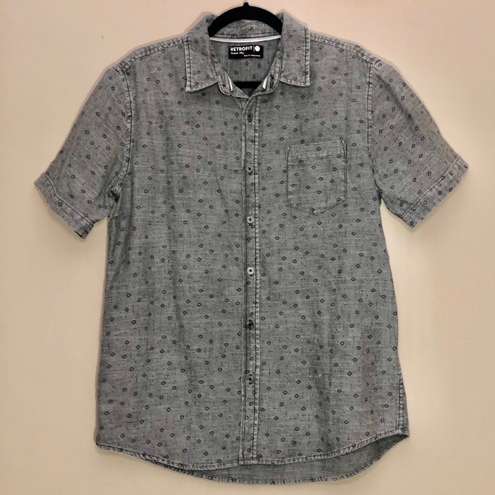 NWOT Retrofit Vintage-Wash Microprint Button Down